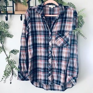 Anthropologie Cloth & Stone plaid button down top